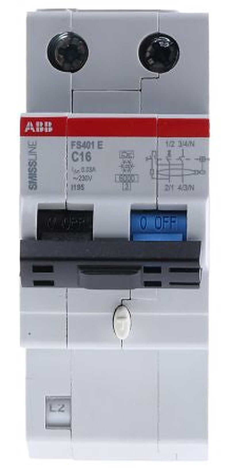 ABB FS401 Series Residual Current Circuit Breaker, 16A, 1-Pole, 30 mA, Type C, 10 kA 230V ac