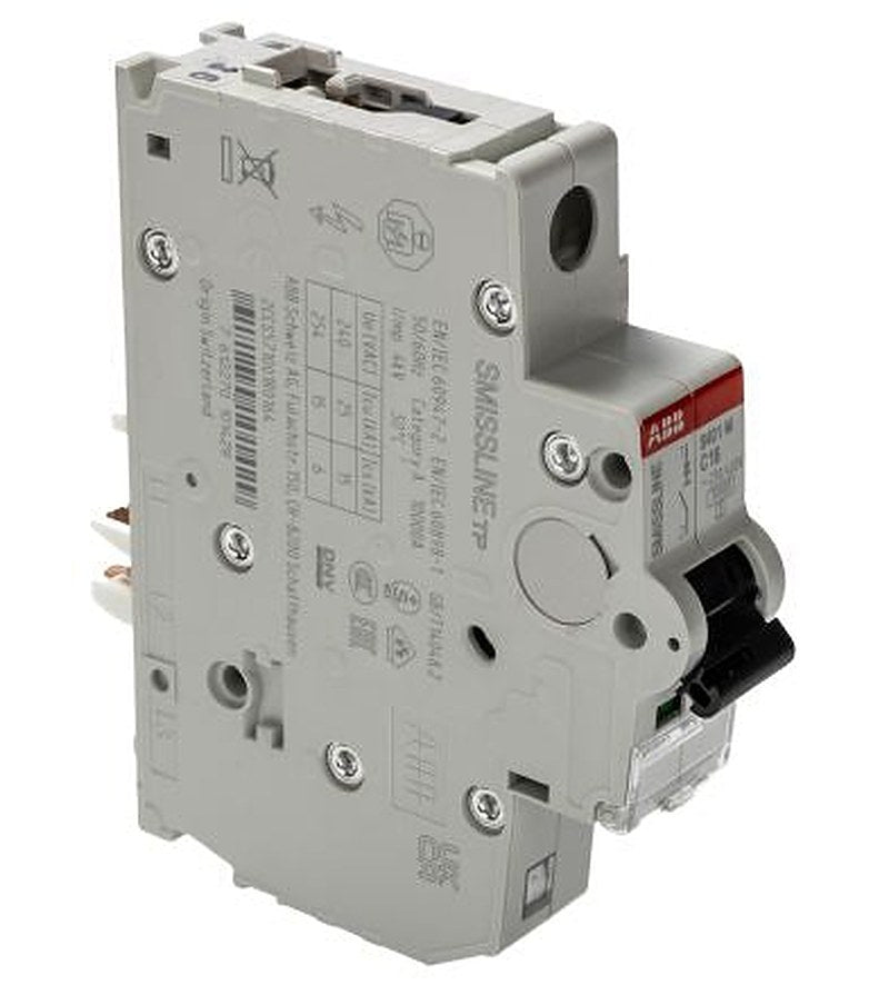 ABB SMISSLINE TP S400M Miniature Circuit Breaker, 1-Pole, 16A, Type C, 240V ac AC, 25 kA Breaking Capacity