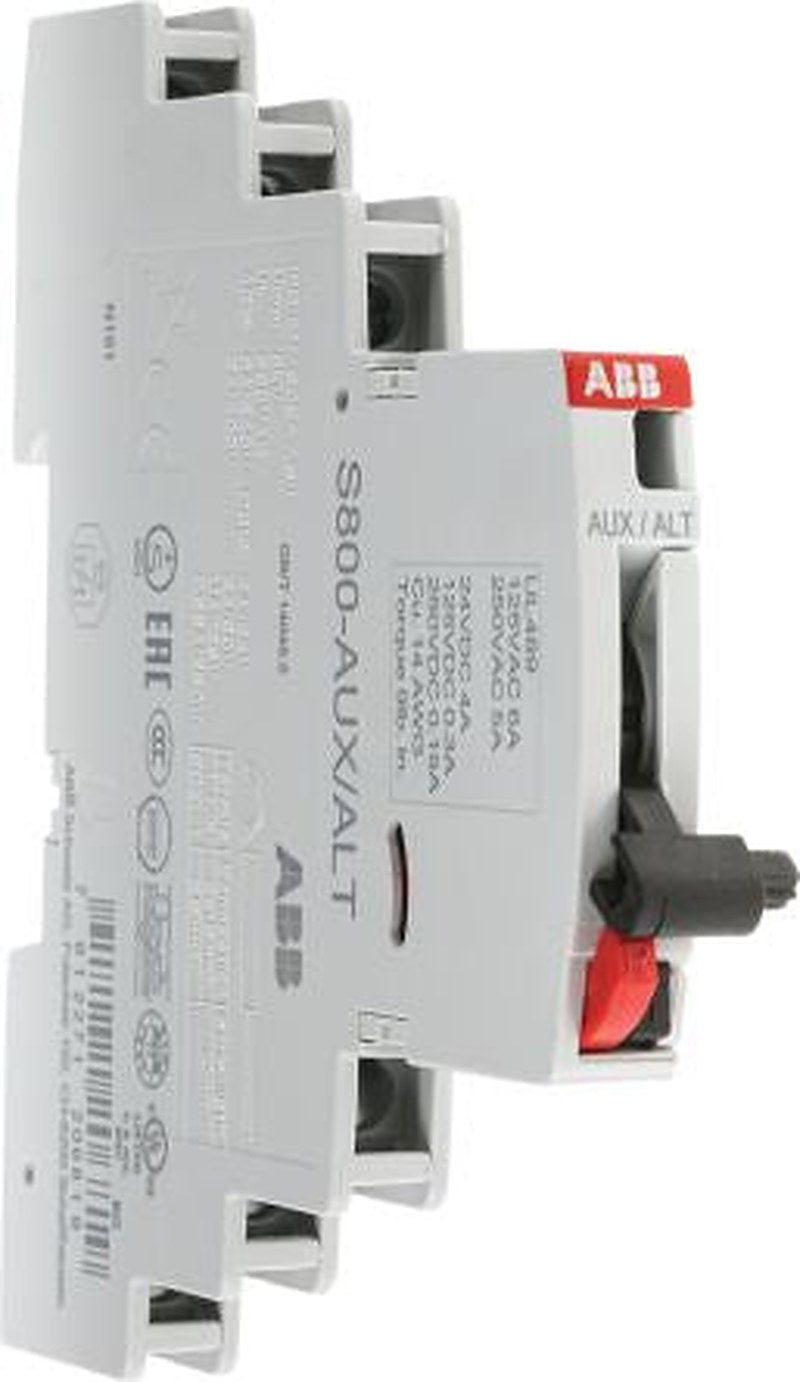 ABB Auxiliary Contact, 2 Contact, 2 NC/2 NO, S800, DIN Rail, 6 A ac, 250 V dc, 400V ac, 2CCS800900R0021 S800-AUX/ALT