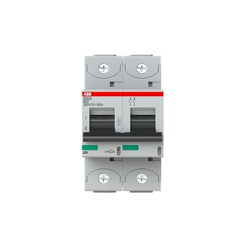 ABB S800S Miniature Circuit Breaker, 2-Pole, 20A, Type B, 240V ac AC, 50 kA Breaking Capacity
