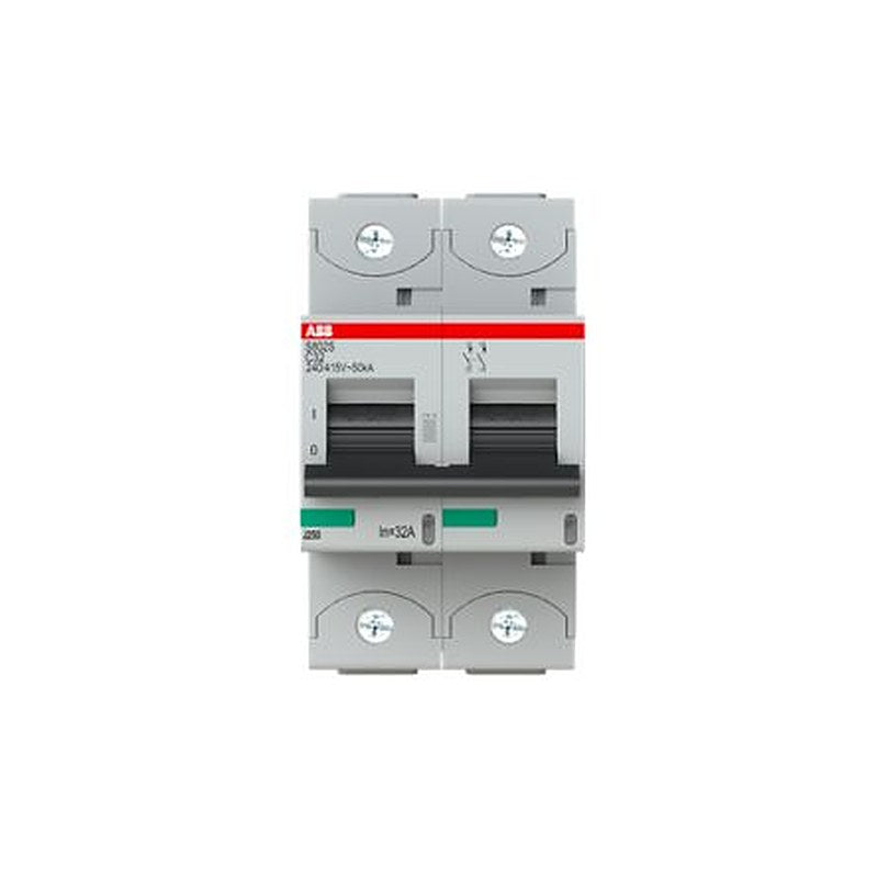 ABB S802 Circuit Breaker, 2-Pole, 32A, Type C, 690V ac AC, 250 V dc DC, 50 kA Breaking Capacity