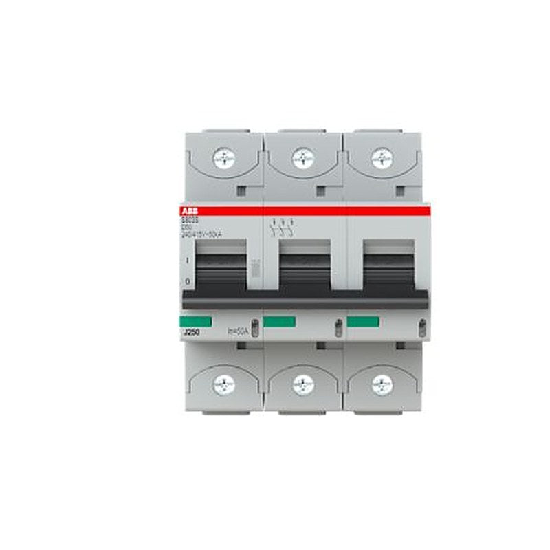 ABB S800S Miniature Circuit Breaker, 3-Pole, 50A, Type D, 240V ac AC, 50 kA Breaking Capacity