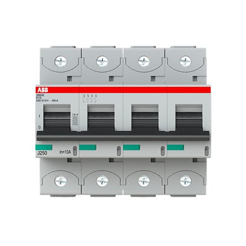 ABB S800S Miniature Circuit Breaker, 4-Pole, 10A, Type D, 240V ac AC, 50 kA Breaking Capacity