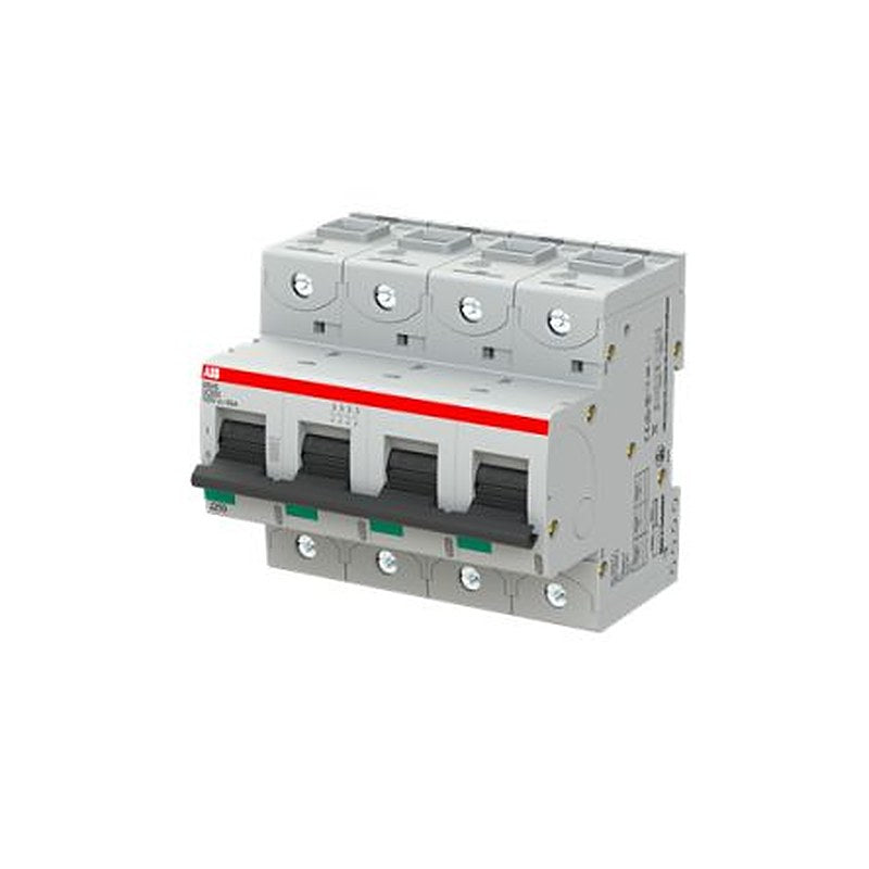 ABB S804S Miniature Circuit Breaker, 4-Pole, 50A, UC-B, 1000 V dc DC, 50 kA Breaking Capacity