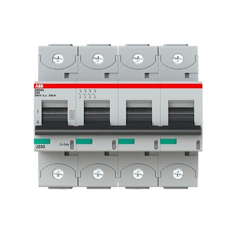 ABB S800U Miniature Circuit Breaker, 4-Pole, 50A, Type Z, 240V ac AC, 50 kA Breaking Capacity