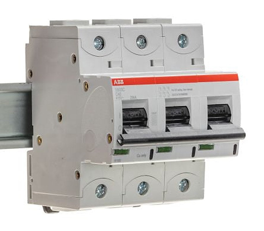 ABB High Performance S800C Miniature Circuit Breaker, 3-Pole, 40A, Type C, 415V ac AC, 375 V dc DC, 25 kA Breaking