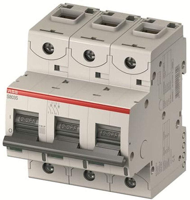 ABB High Performance S800C Miniature Circuit Breaker, 3-Pole, 50A, Type C, 415V ac AC, 375 V dc DC, 25 kA Breaking