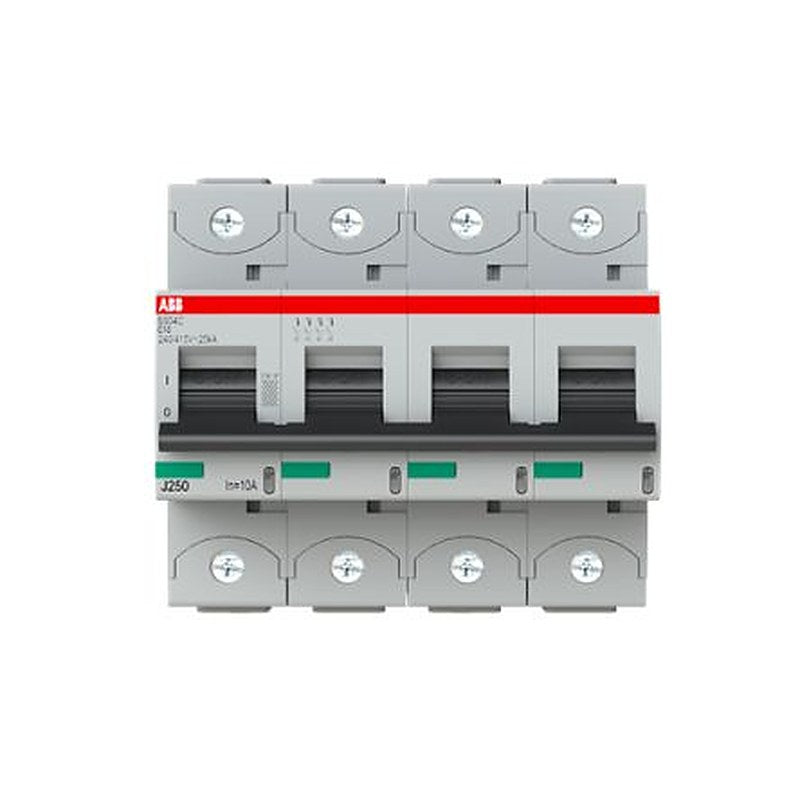 ABB S804C Miniature Circuit Breaker, 4-Pole, 10A, Type C, 415V ac AC, 25 kA Breaking Capacity