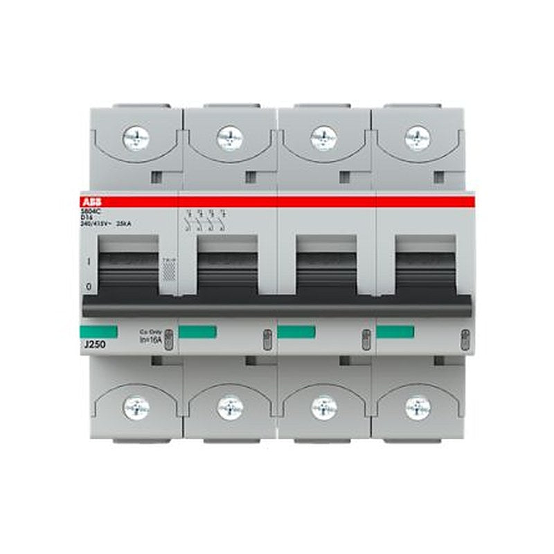 ABB S800C Miniature Circuit Breaker, 4-Pole, 16A, Type D, 240V ac AC, 440 V dc DC, 25 kA Breaking Capacity