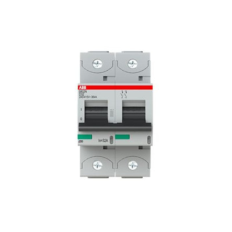 ABB S802N S802N Miniature Circuit Breaker, 2-Pole, 32A, Type D, 690V ac AC, 36 kA Breaking Capacity