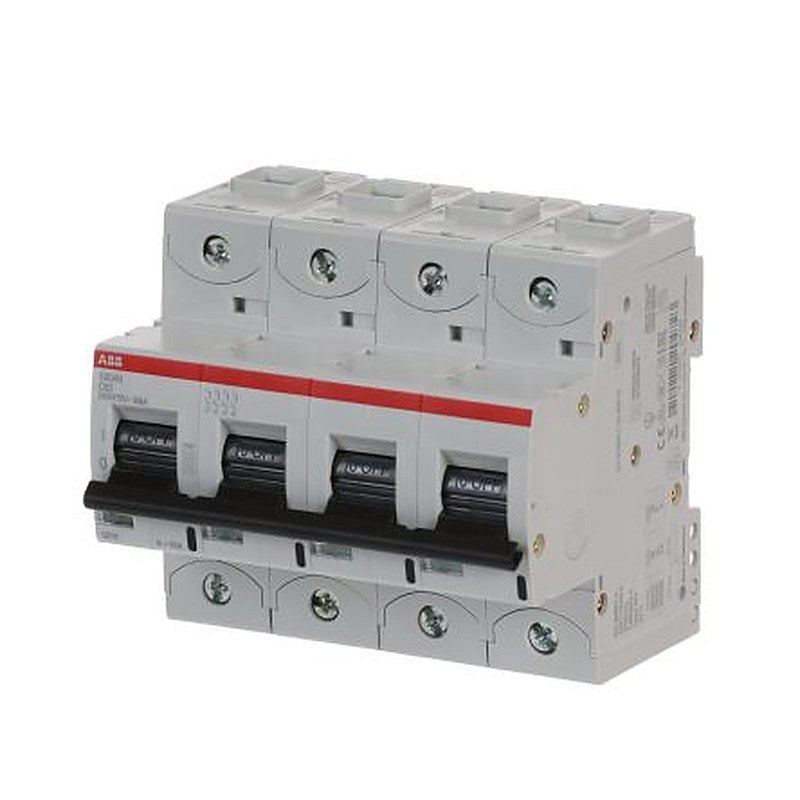ABB High Performance S800N Miniature Circuit Breaker, 4-Pole, 63A, Type C, 400V, 690 V AC, 375 V dc DC, 36 kA Breaking