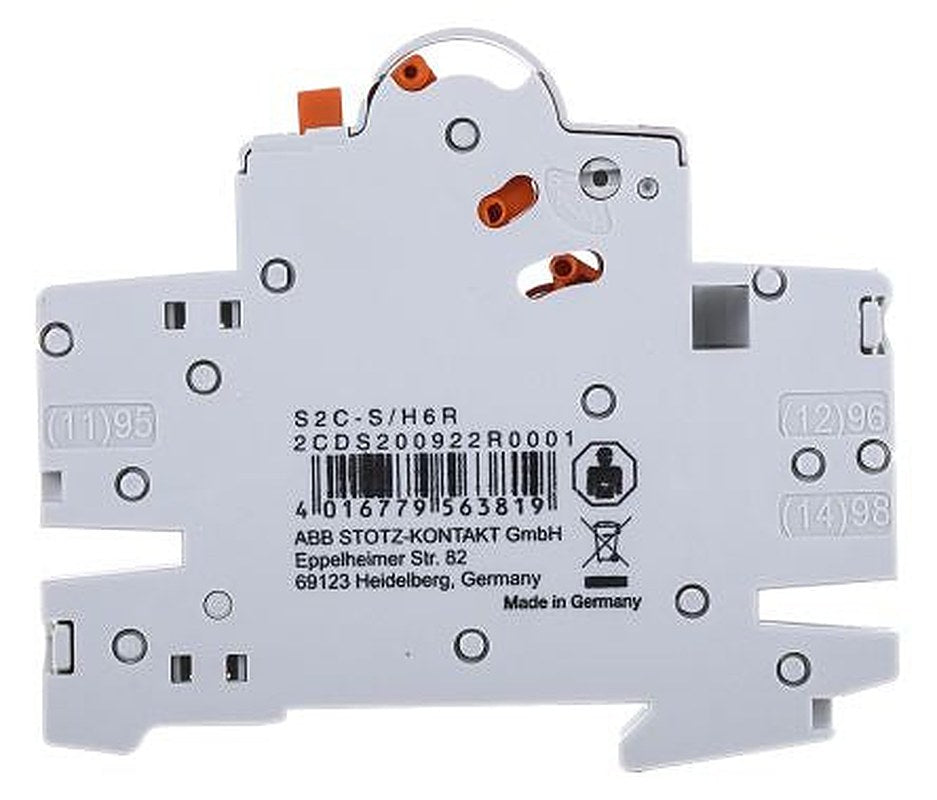 ABB Auxiliary Contact, 2 Contact, 1 NO/1 NC, S2C, DIN Rail, 6 A, 240V ac, 2CDS200922R0001 S2C-S/H6R