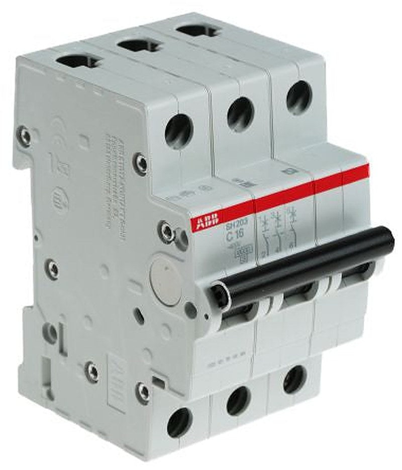 ABB ComPact Home SH200 Miniature Circuit Breaker, 3-Pole, 16A, Type C, 440V ac AC, 6 kA Breaking Capacity