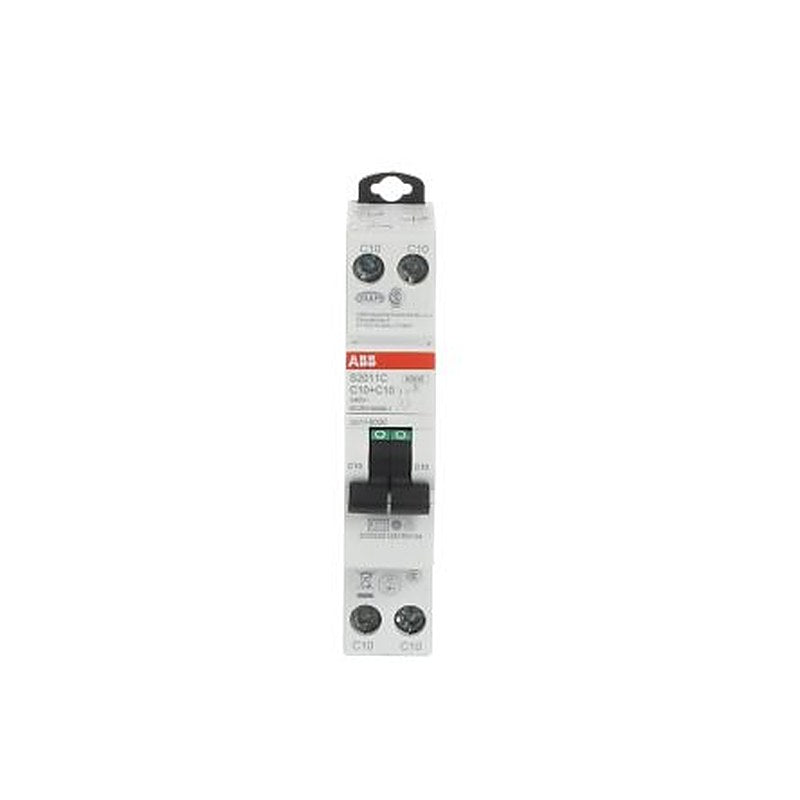 ABB S200C S200C Miniature Circuit Breaker, 2-Pole, 10A, Type C, 240V ac AC, 6 kA Breaking Capacity