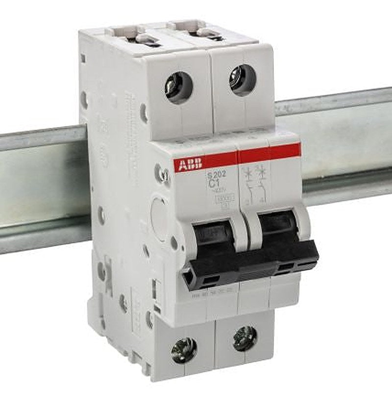 ABB System Pro M Compact S200 Miniature Circuit Breaker, 2-Pole, 1A, Type C, 400V ac AC, 125 V dc DC, 6 kA Breaking