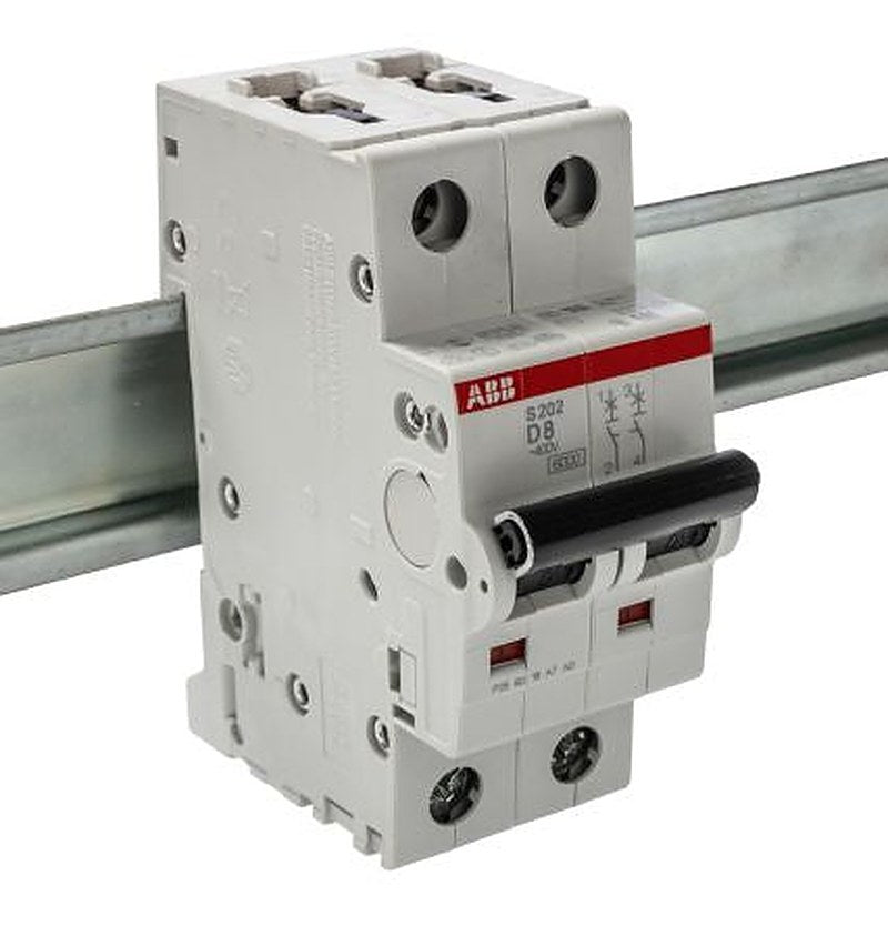 ABB System Pro M Compact S200 Miniature Circuit Breaker, 2-Pole, 8A, Type D, 400V ac AC, 125 V dc DC, 6 kA Breaking