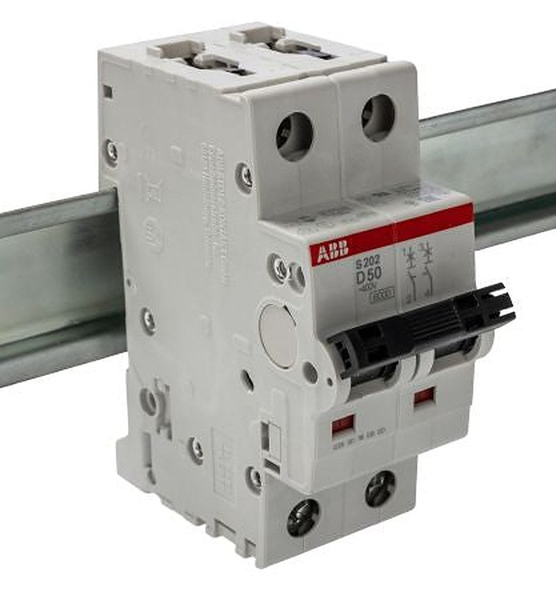 ABB System Pro M Compact S200 Miniature Circuit Breaker, 2-Pole, 50A, Type D, 400V ac AC, 125 V dc DC, 6 kA Breaking