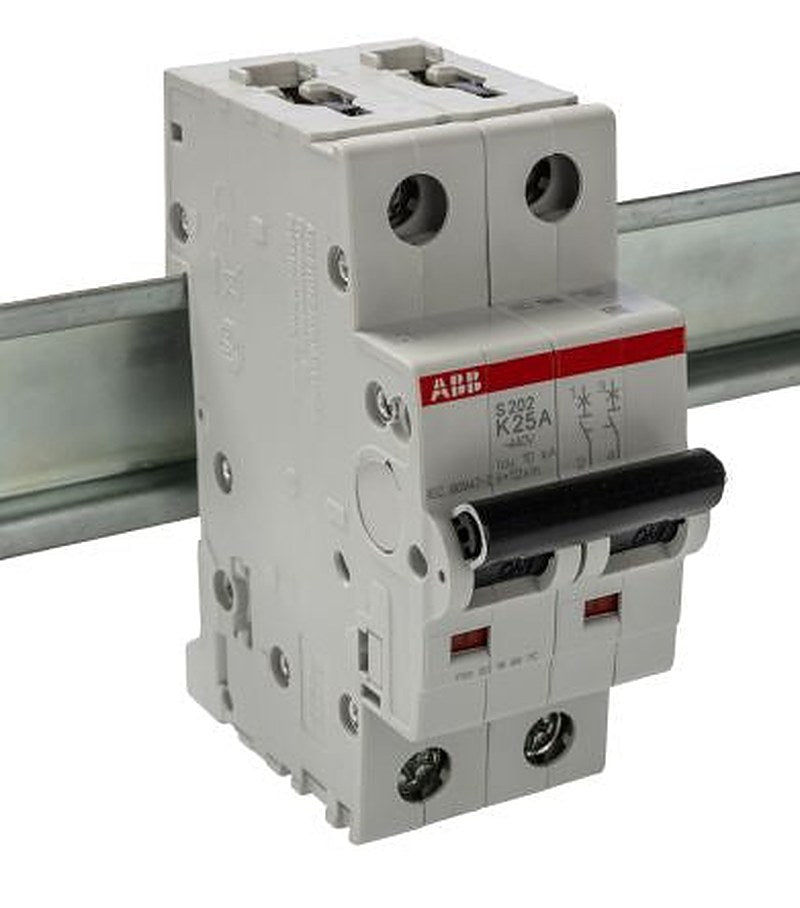 ABB System Pro M Compact S200 Miniature Circuit Breaker, 2-Pole, 25A, Type K, 400V ac AC, 125 V dc DC, 6 kA Breaking