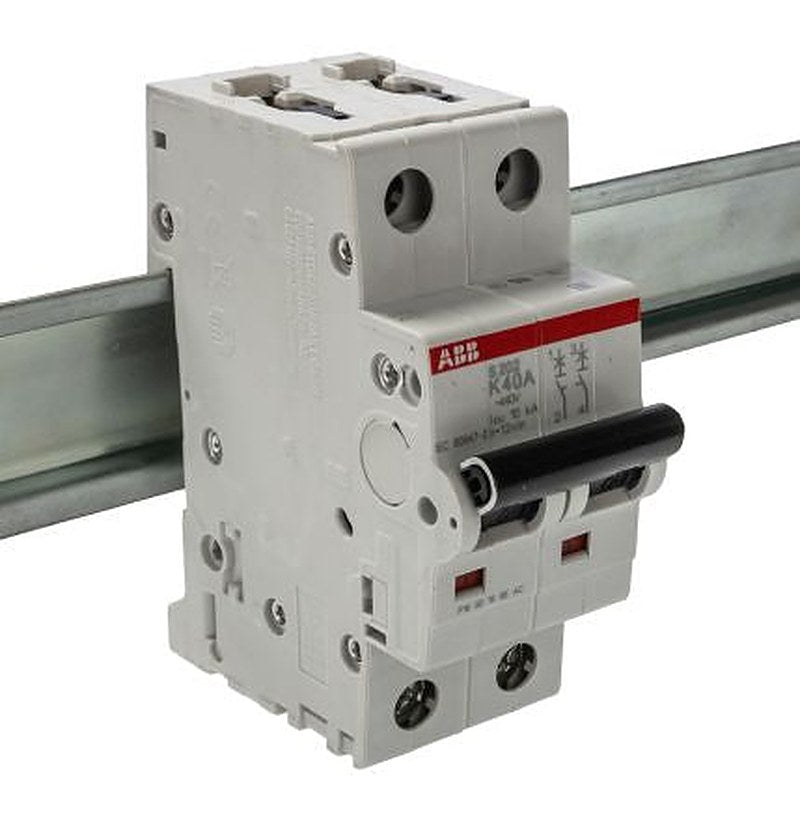 ABB System Pro M Compact S200 Miniature Circuit Breaker, 2-Pole, 40A, Type K, 400V ac AC, 125 V dc DC, 6 kA Breaking