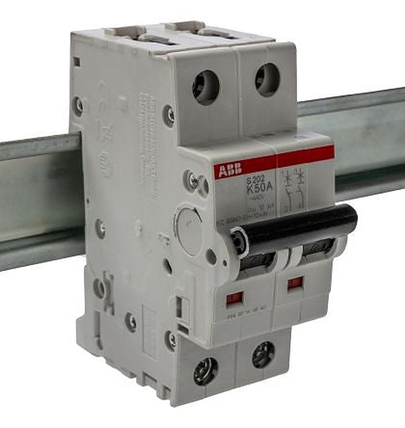 ABB System Pro M Compact S200 Miniature Circuit Breaker, 2-Pole, 50A, Type K, 400V ac AC, 125 V dc DC, 6 kA Breaking