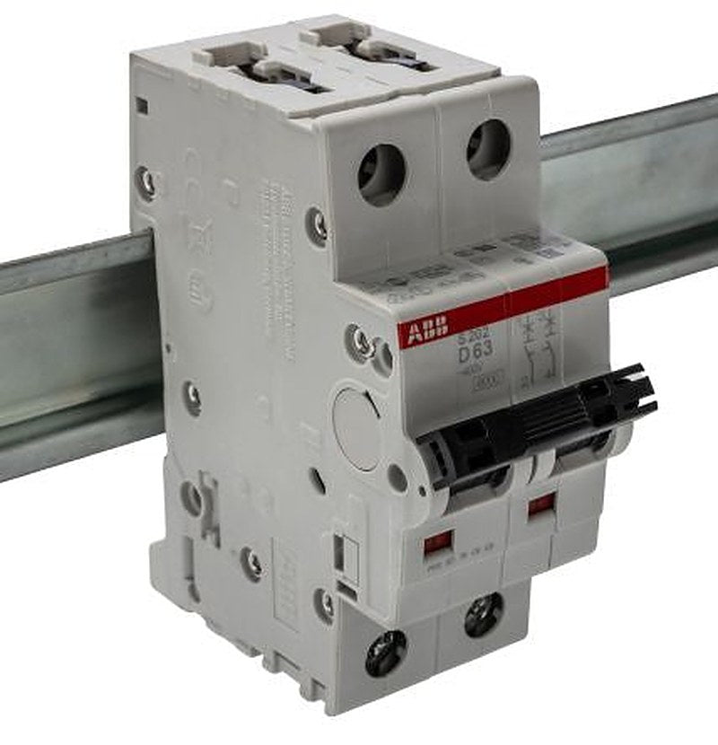 ABB System Pro M Compact S200 Miniature Circuit Breaker, 2-Pole, 63A, Type D, 400V ac AC, 125 V dc DC, 6 kA Breaking
