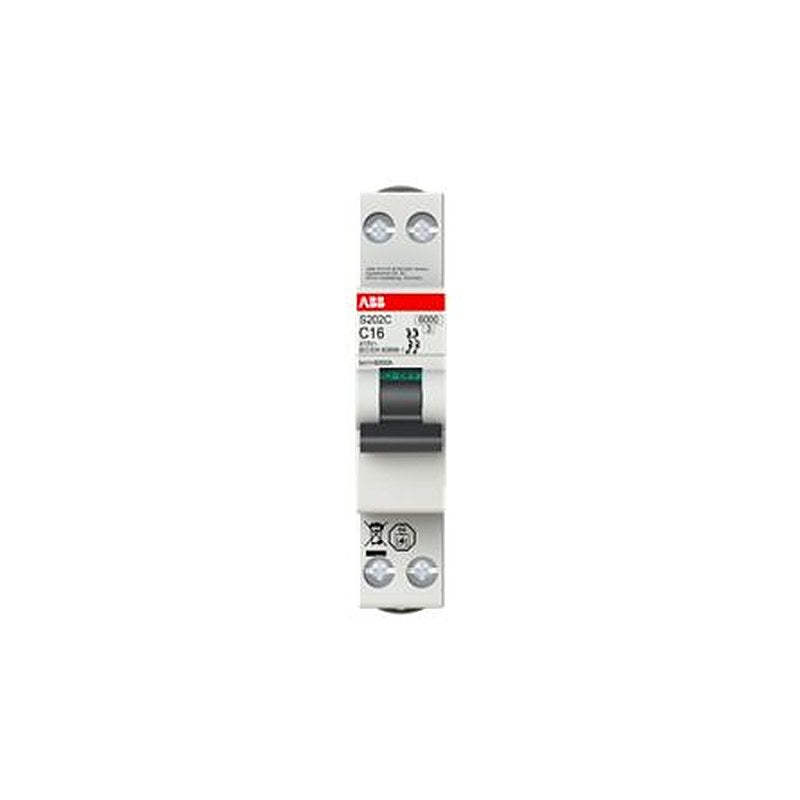 ABB S200C S200C Miniature Circuit Breaker, 2-Pole, 16A, Type C, 415V ac AC, 6 kA Breaking Capacity