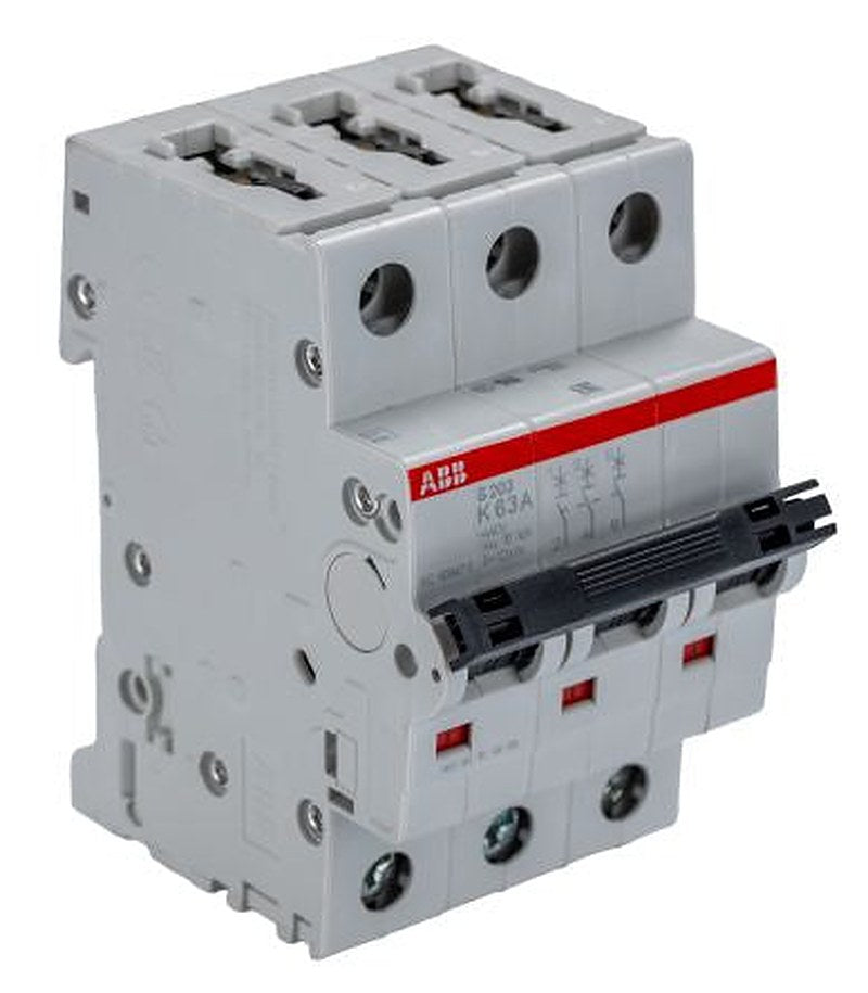 ABB System Pro M Compact S200 Miniature Circuit Breaker, 3-Pole, 63A, Type K, 400V ac AC, 6 kA Breaking Capacity