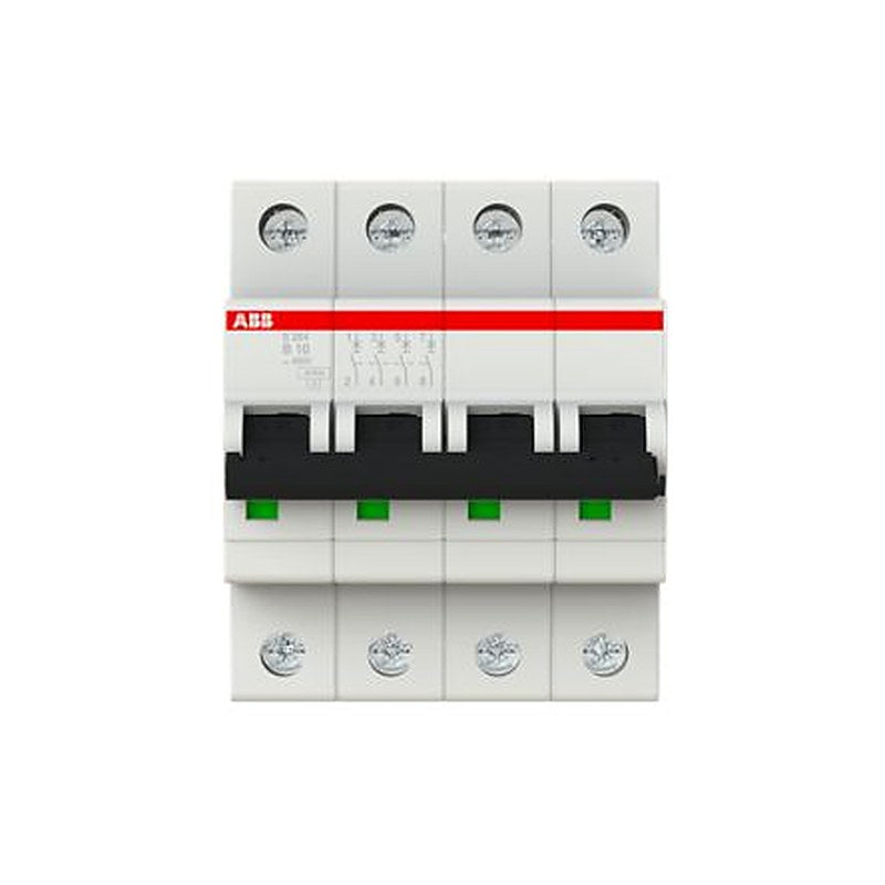 ABB System Pro M Compact S200 Miniature Circuit Breaker, 4-Pole, 10A, Type B, 400V ac AC, 110 V dc DC, 10 kA Breaking