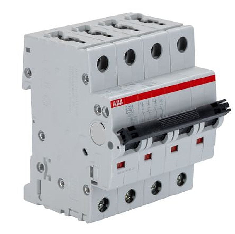 ABB System Pro M Compact S200 Miniature Circuit Breaker, 4-Pole, 20A, Type C, 400V ac AC, 6 kA Breaking Capacity