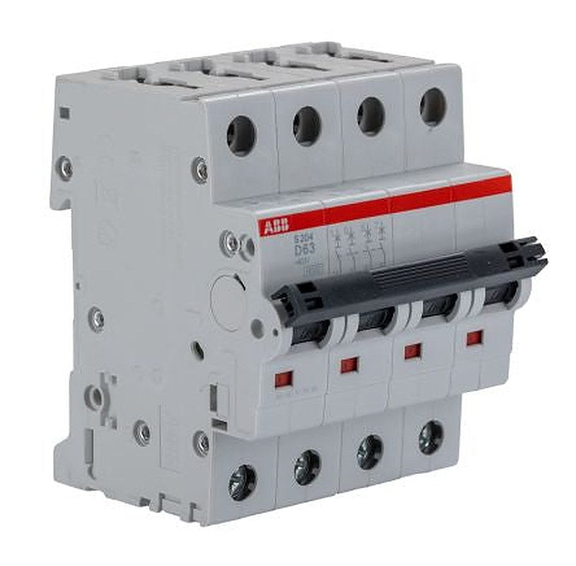 ABB System Pro M Compact S200 Miniature Circuit Breaker, 4-Pole, 63A, Type D, 400V ac AC, 6 kA Breaking Capacity