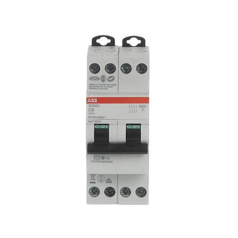 ABB S200C S200C Miniature Circuit Breaker, 4-Pole, 6A, Type C, 415V ac AC, 6 kA Breaking Capacity
