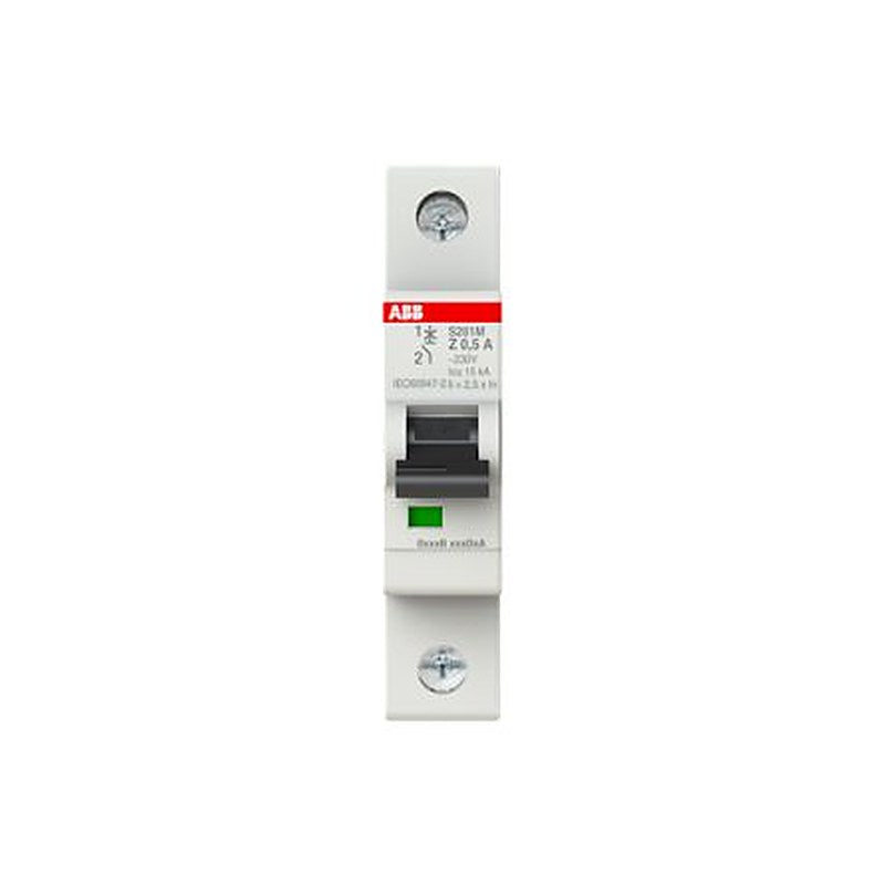 ABB System Pro M Compact S200M Miniature Circuit Breaker, 1-Pole, 0.5A, Type Z, 400V ac AC, 72 V dc DC, 15 kA Breaking