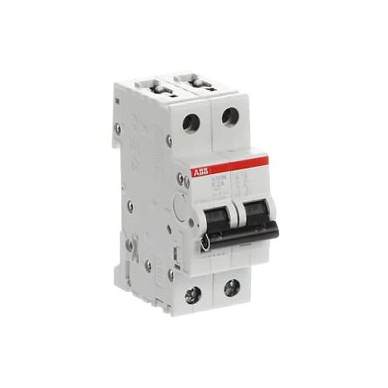ABB System Pro M Compact S200M Miniature Circuit Breaker, 2-Pole, 2A, Type K, 400V ac AC, 125 V dc DC, 15 kA Breaking
