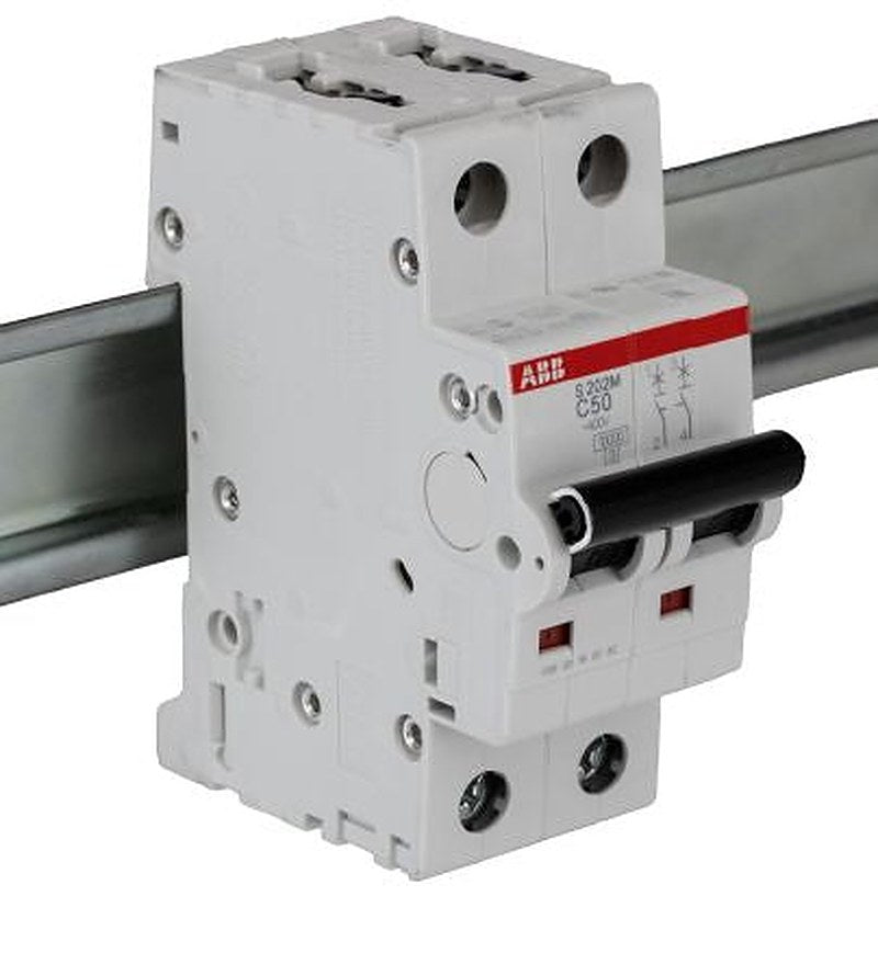 ABB System Pro M Compact S200M Miniature Circuit Breaker, 2-Pole, 50A, Type C, 440V ac AC, 125 V dc DC, 10 kA Breaking