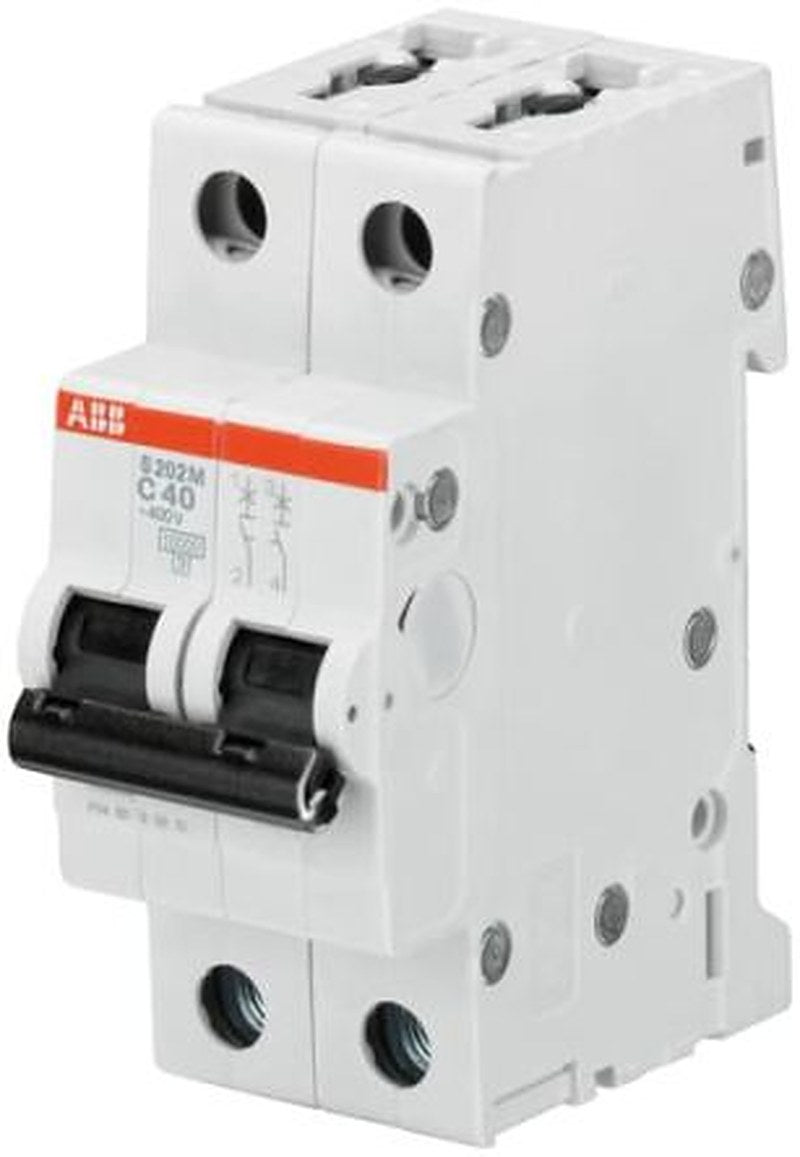 ABB System Pro M Compact S200M Miniature Circuit Breaker, 2-Pole, 40A, Type K, 400V ac AC, 125 V dc DC, 15 kA Breaking