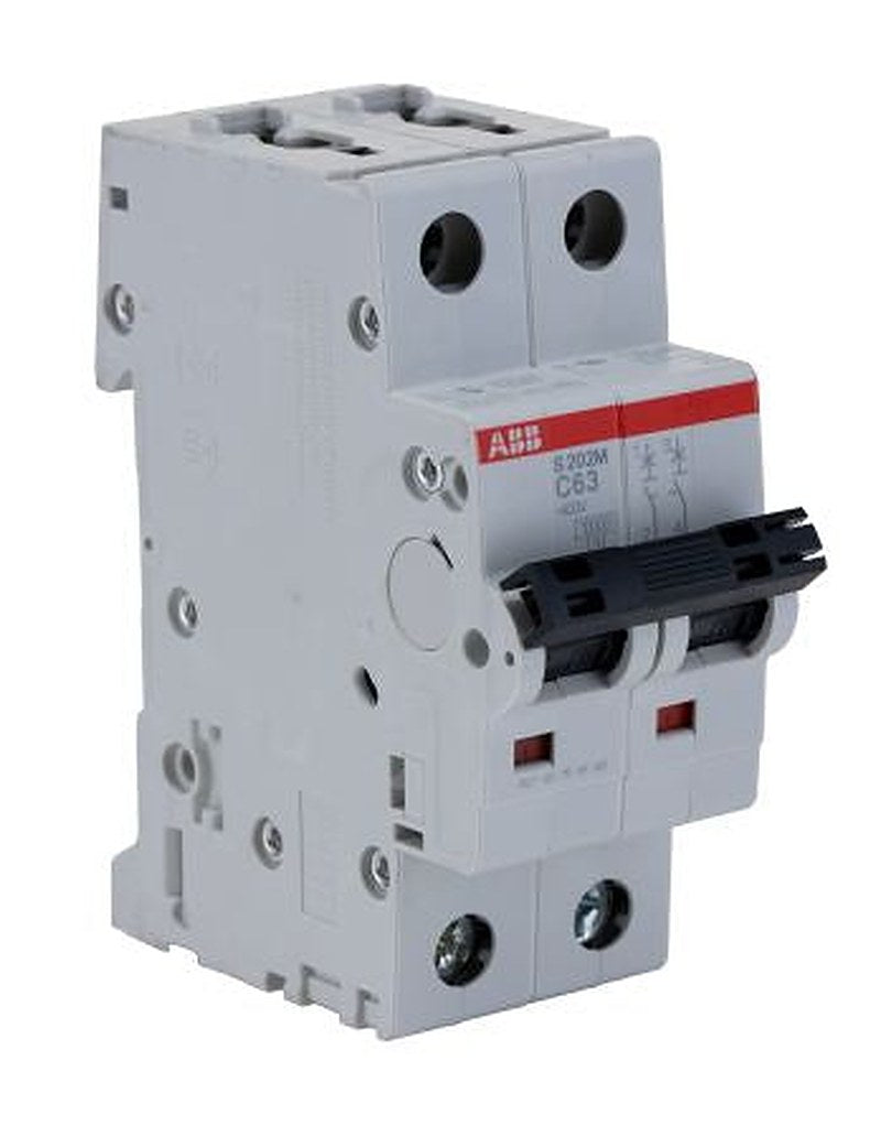 ABB System Pro M Compact S200M Miniature Circuit Breaker, 2-Pole, 63A, Type C, 440V ac AC, 125 V dc DC, 10 kA Breaking