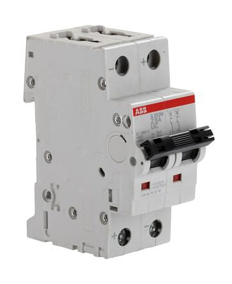 ABB System Pro M Compact S200 M UC Miniature Circuit Breaker, 2-Pole, 6A, Type Z, 440V ac AC, 440 V dc DC, 10 kA