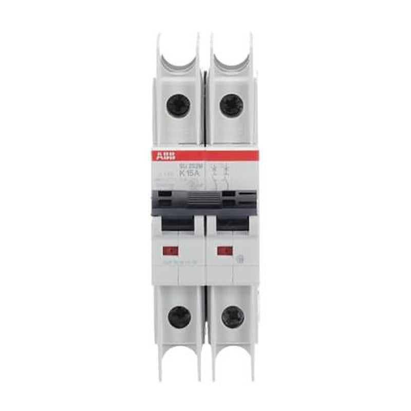 ABB SU200 M Circuit Breaker, 2-Pole, 15A, Type K, 440V ac AC, 96 V dc DC, 15 kA Breaking Capacity