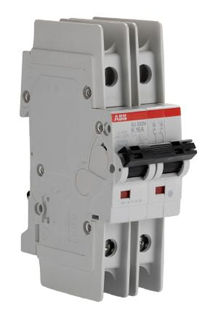ABB System Pro M Compact SU200 M Miniature Circuit Breaker, 2-Pole, 16A, Type K, 440V ac AC, 440 V dc DC, 10 kA Breaking