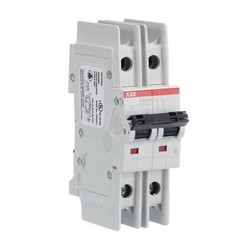ABB SU200 M Miniature Circuit Breaker, 2-Pole, 60A, Type K, 440V ac AC, 96 V dc DC, 15 kA Breaking Capacity