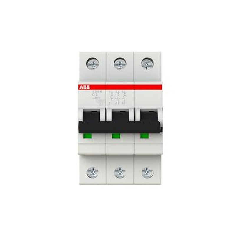 ABB System Pro M Compact S200M Miniature Circuit Breaker, 3-Pole, 6A, Type C, 440V ac AC, 125 V dc DC, 10 kA Breaking