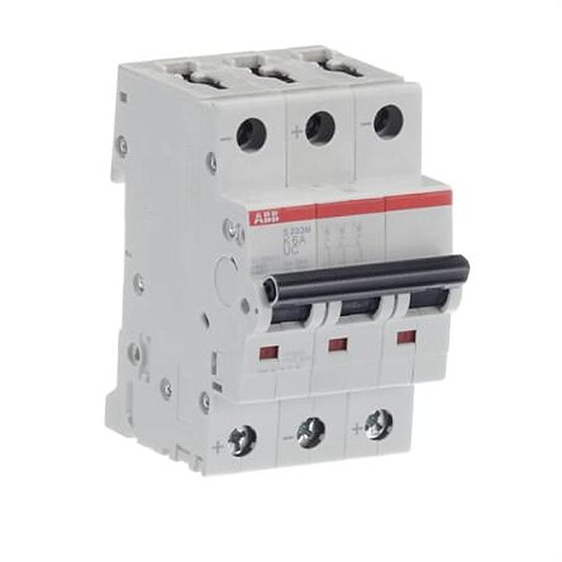 ABB System Pro M Compact S200 M UC Miniature Circuit Breaker, 3-Pole, 6A, Type K, 400V ac AC, 440 V dc DC, 10 kA