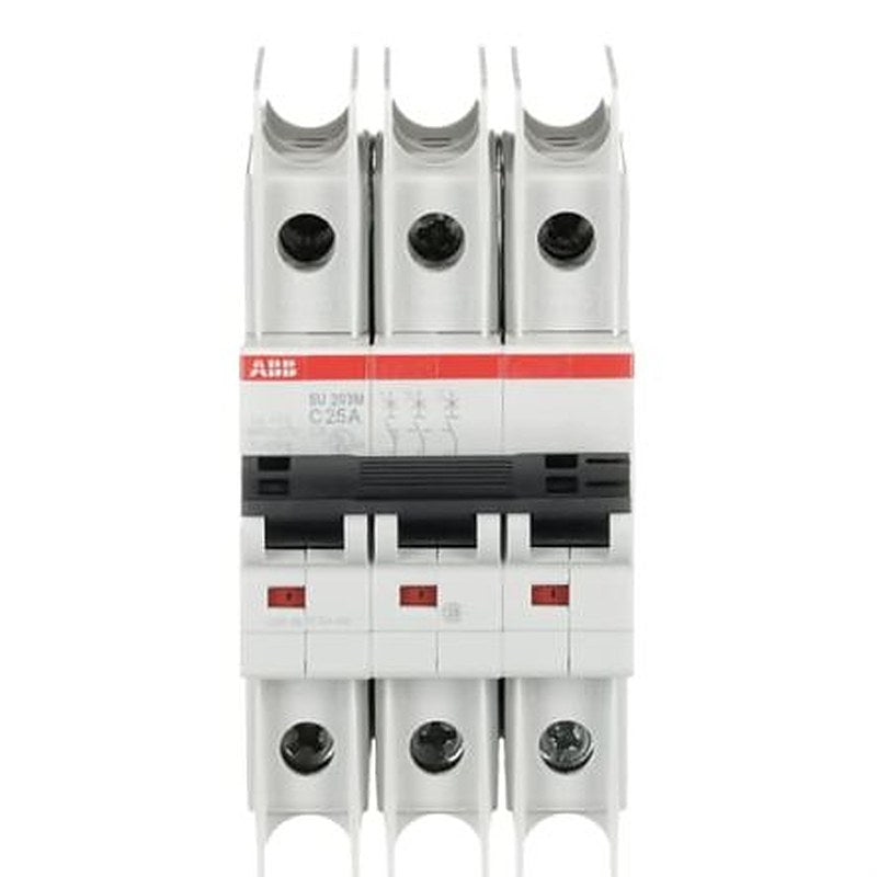ABB SU200 M Miniature Circuit Breaker, 3-Pole, 25A, Type C, 400V ac AC, 15 kA Breaking Capacity