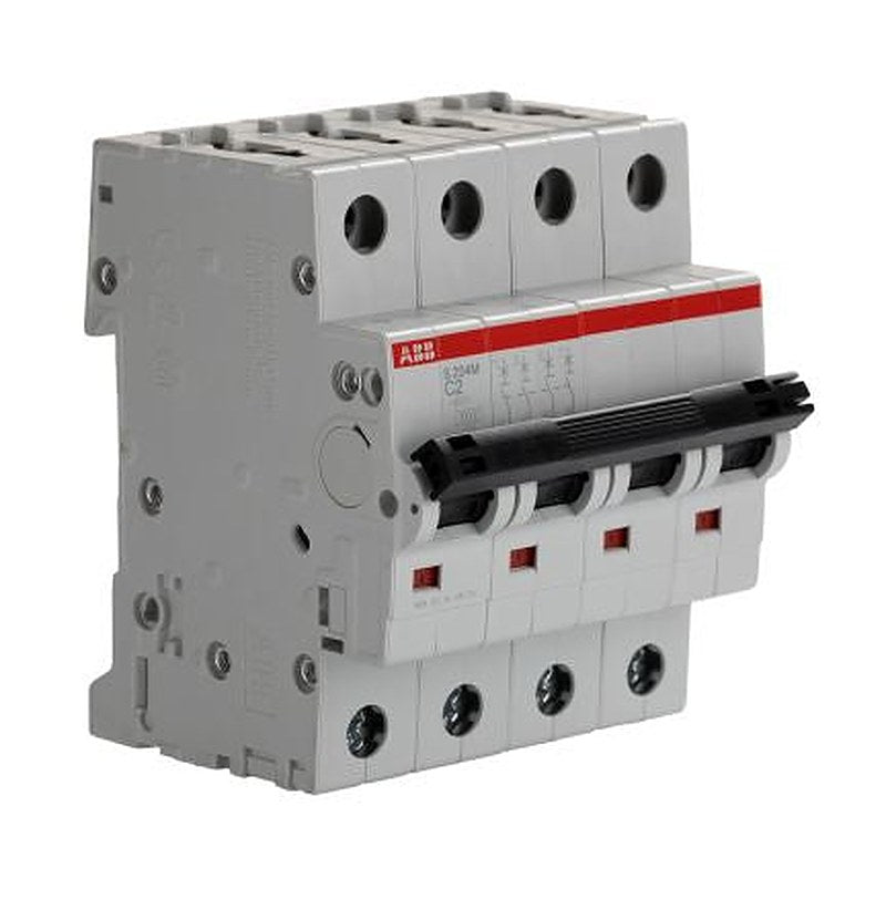 ABB System Pro M Compact S200M Miniature Circuit Breaker, 4-Pole, 2A, Type C, 440V ac AC, 125 V dc DC, 15 kA Breaking
