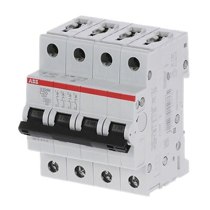 ABB System Pro M Compact S200M Miniature Circuit Breaker, 4-Pole, 20A, Type C, 125V ac AC, 440 V dc DC, 15 kA Breaking