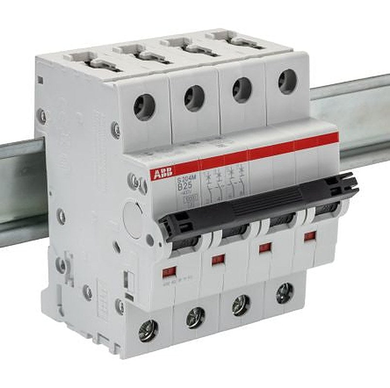 ABB System Pro M Compact S200M Miniature Circuit Breaker, 4-Pole, 25A, Type B, 400V ac AC, 12 V dc DC, 15 kA Breaking