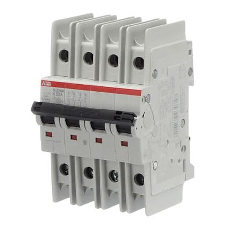 ABB SU200 M Miniature Circuit Breaker, 4-Pole, 60A, Type K, 240V ac AC, 15 kA Breaking Capacity