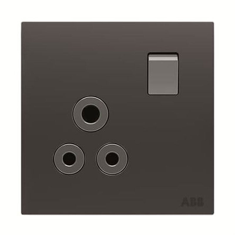 ABB AMPLIMITE 0.50 Black 1 Gang Plug Socket, 5A, Single Socket