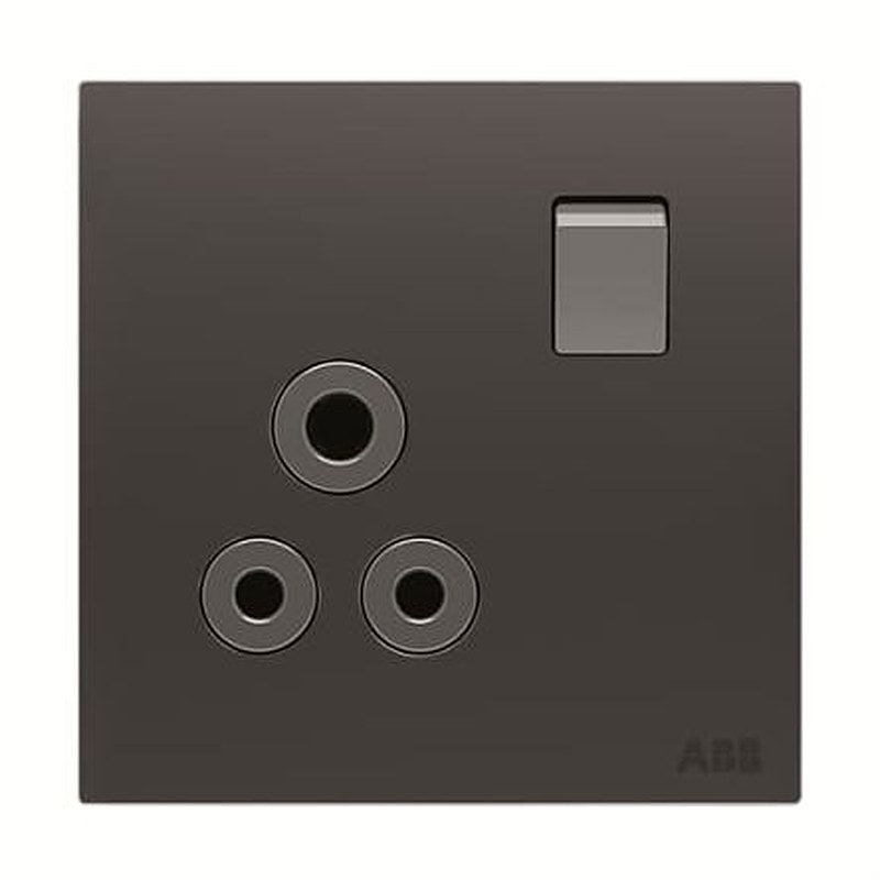 ABB AM20986-SB Black 1 Gang Electrical Socket, 15A, Round