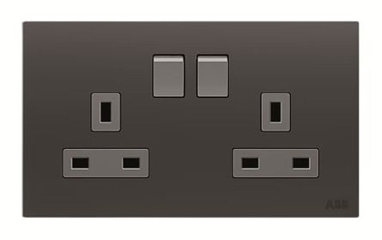 ABB AMPLIMITE 0.50 Black 2 Gang Plug Socket, 13A, Single Socket
